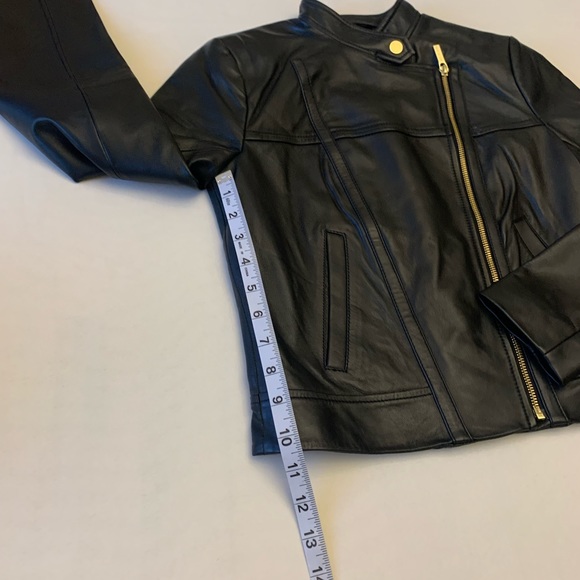 NWT Michael Kors black genuine leather moto jacket size XS - Picture 8 of 14